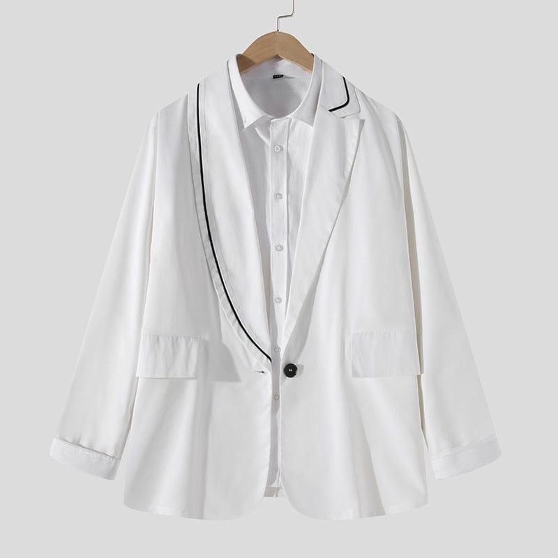 Men's Casual Lapel Long Sleeve One Button Thin Blazer 5XL
