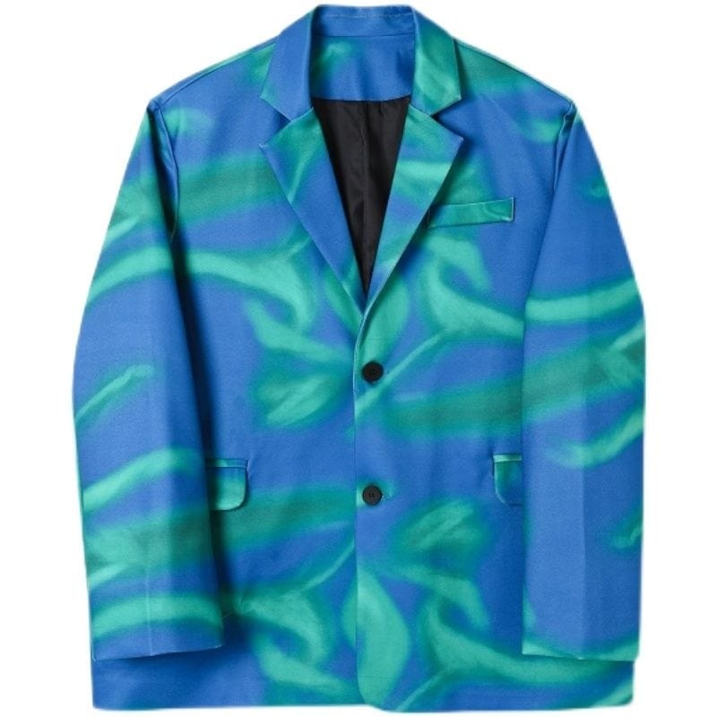 Men's Streetwear Print Single Breast Blazer Jacket