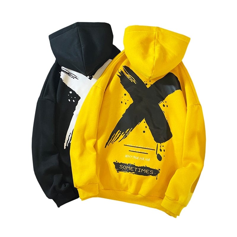 Men's Japanese Print Fleece O-Neck Hoodie Sweatshirt
