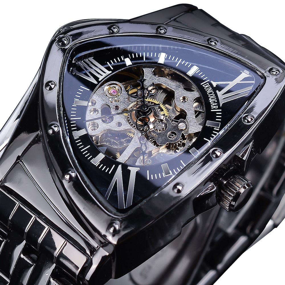 Men's Triangle Skeleton Automatic Stainless Steel Watch