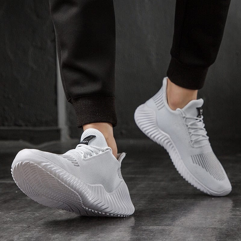 Men's Breathable White Lightweight Walking Sneakers