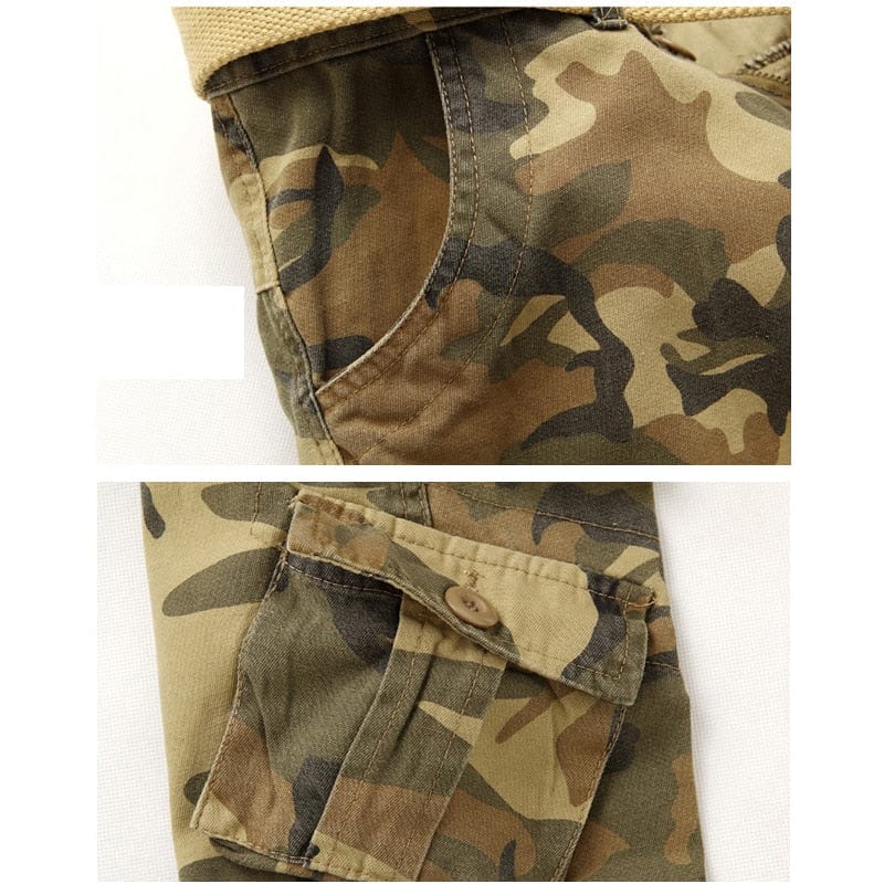 Men's Camouflage Cargo Trousers, Straight Fit Cotton