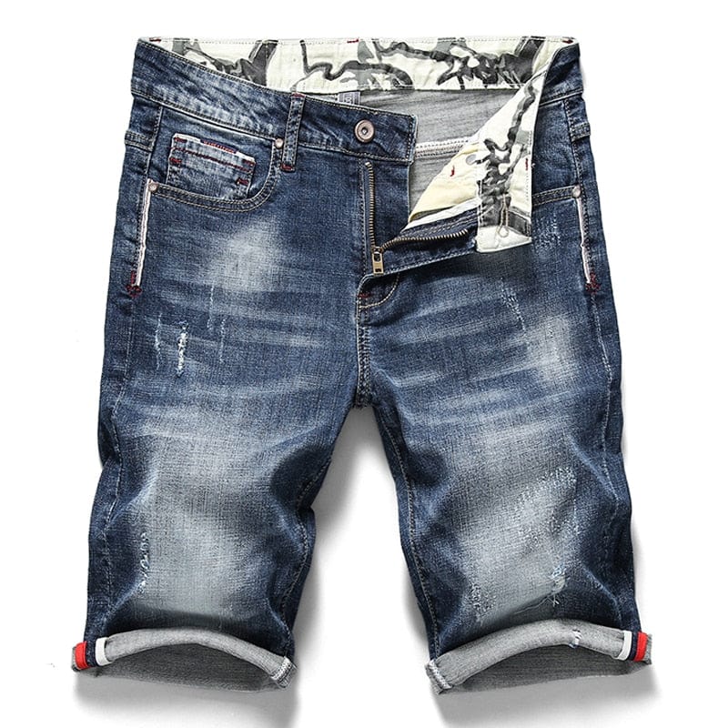 Men's Stretch Slim-Fit Elastic Denim Shorts