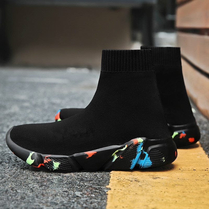 FEOZYZ High Top Running Shoes For Men Thermal Shoes Men Fur Lining Sport Shoes Chunky Shark Sneakers