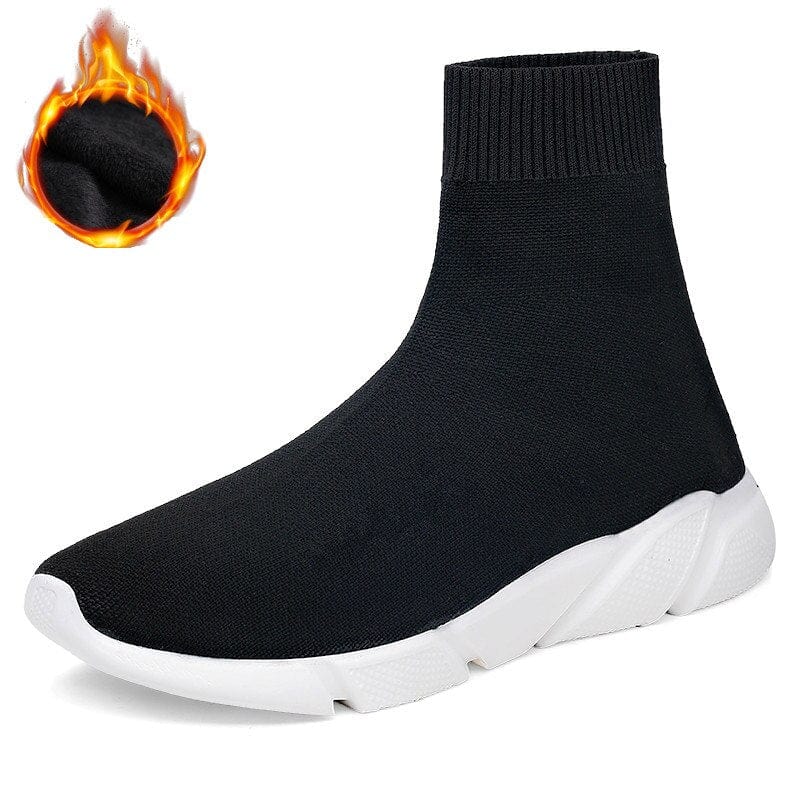 FEOZYZ High Top Running Shoes For Men Thermal Shoes Men Fur Lining Sport Shoes Chunky Shark Sneakers