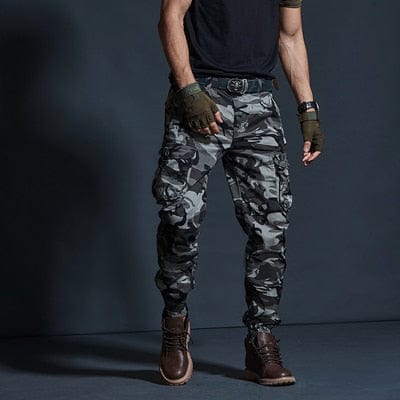 Men's Khaki Camouflage Multi-Pocket Military Cargo Joggers