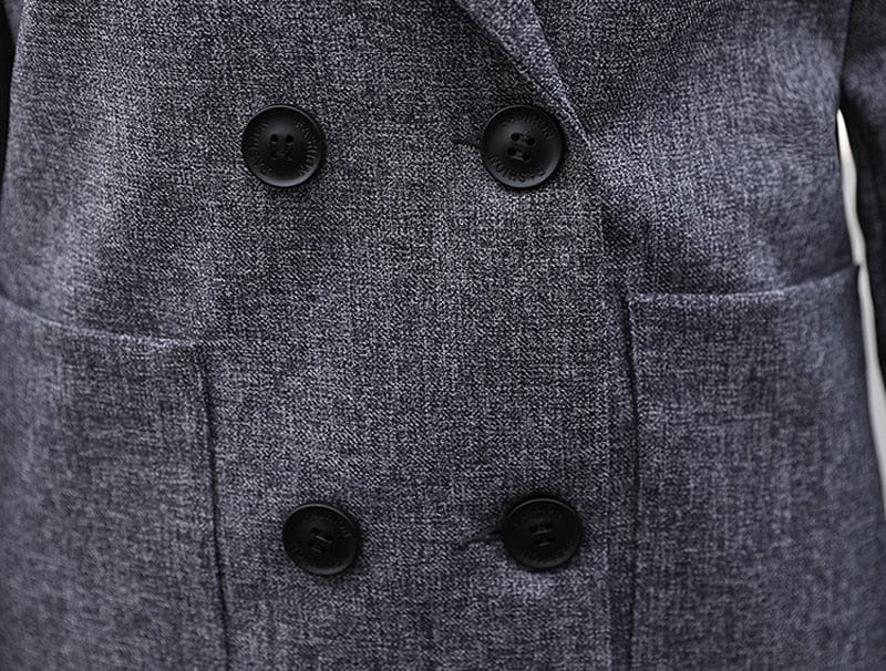 Women's Black Double-Breasted Jacket and Pants Suit Set
