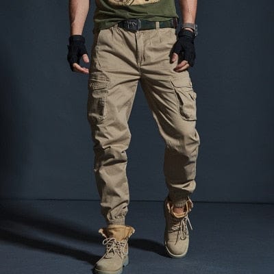 Men's Khaki Camouflage Multi-Pocket Military Cargo Joggers