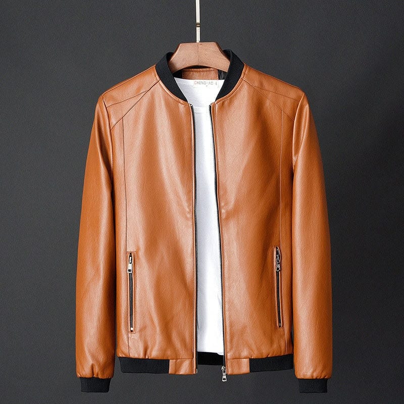 Men's Plus Size 7XL PU Leather Biker Bomber Jacket