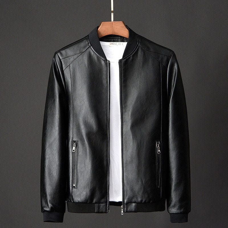 Men's Plus Size 7XL PU Leather Biker Bomber Jacket