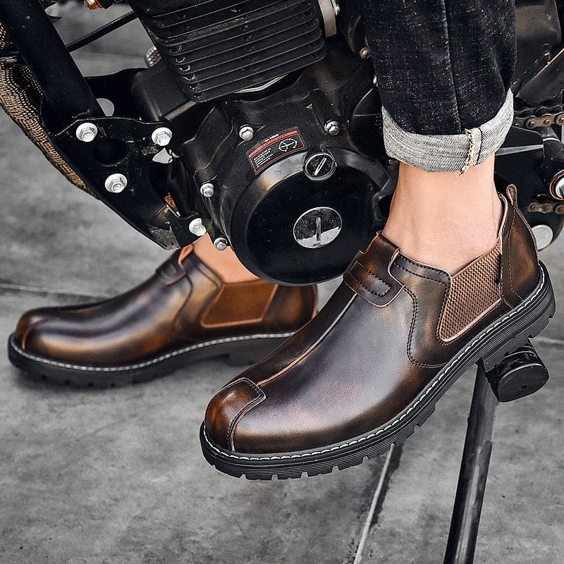 Men's Slip-On Split Leather Chelsea Ankle Boots