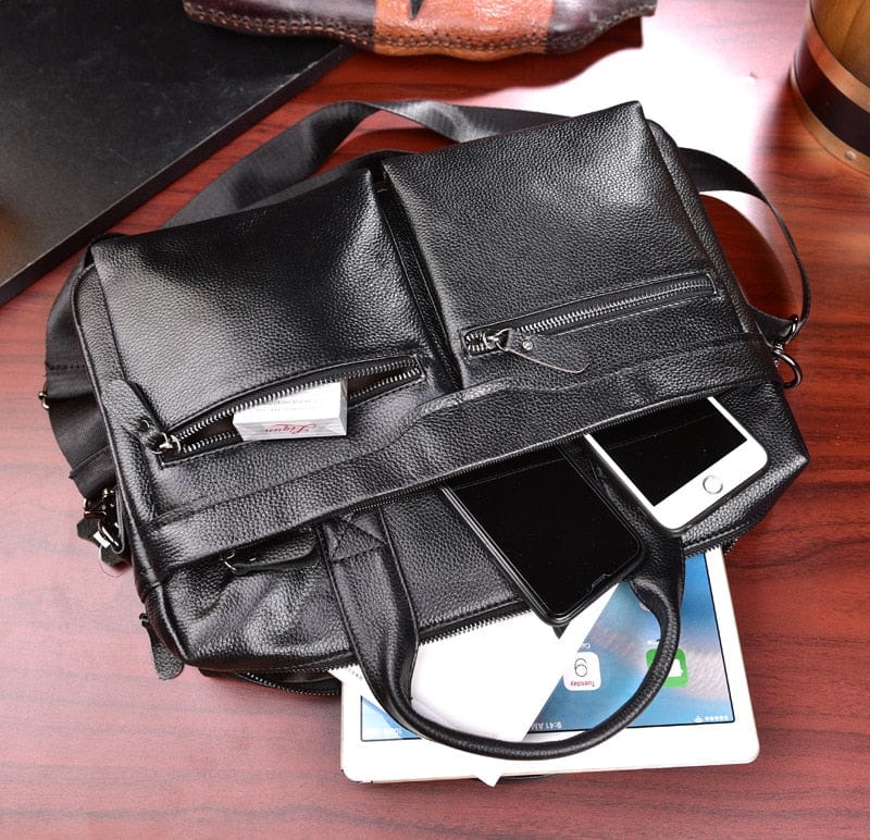 Men's Genuine Leather Laptop Briefcase Messenger Bag