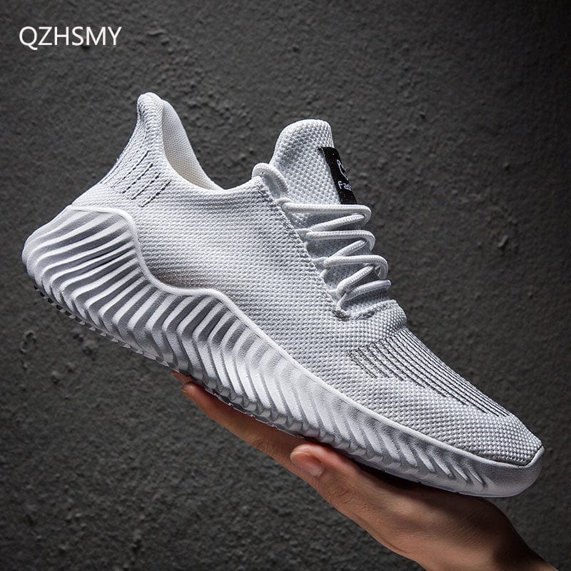 Men's Breathable White Lightweight Walking Sneakers