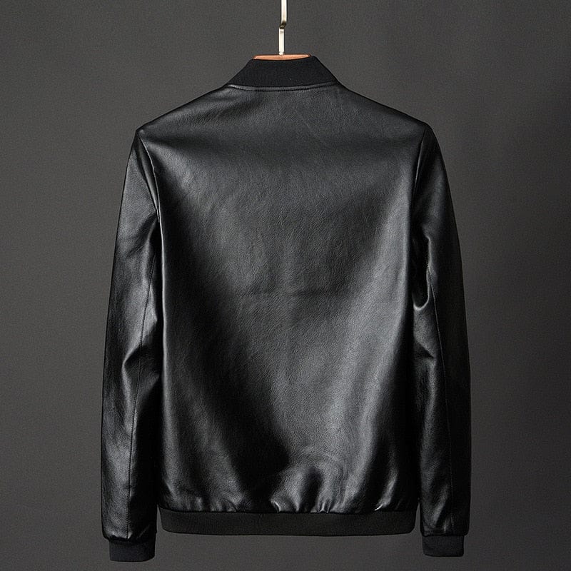 Men's Plus Size 7XL PU Leather Biker Bomber Jacket