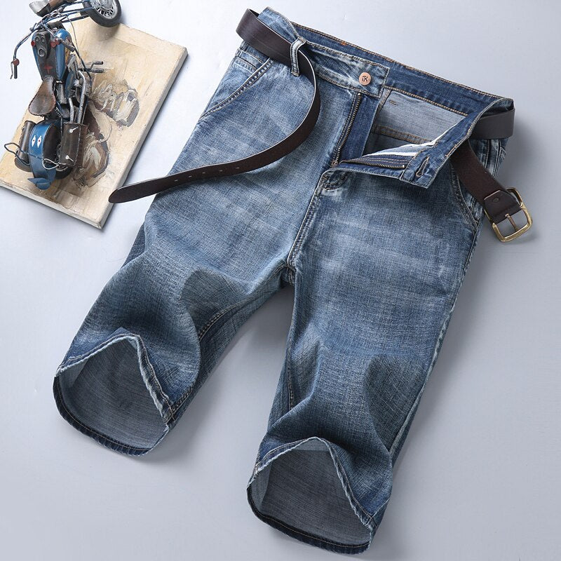 Men's Slim-Fit Stretch Cotton Vintage Denim Shorts