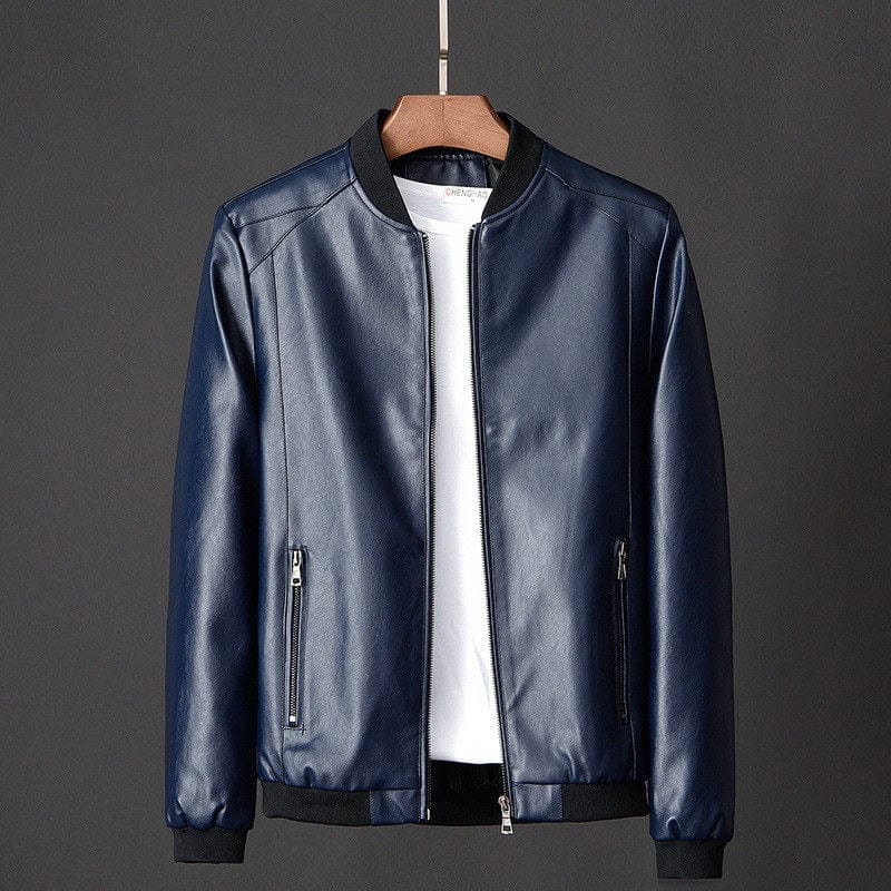 Men's Plus Size 7XL PU Leather Biker Bomber Jacket