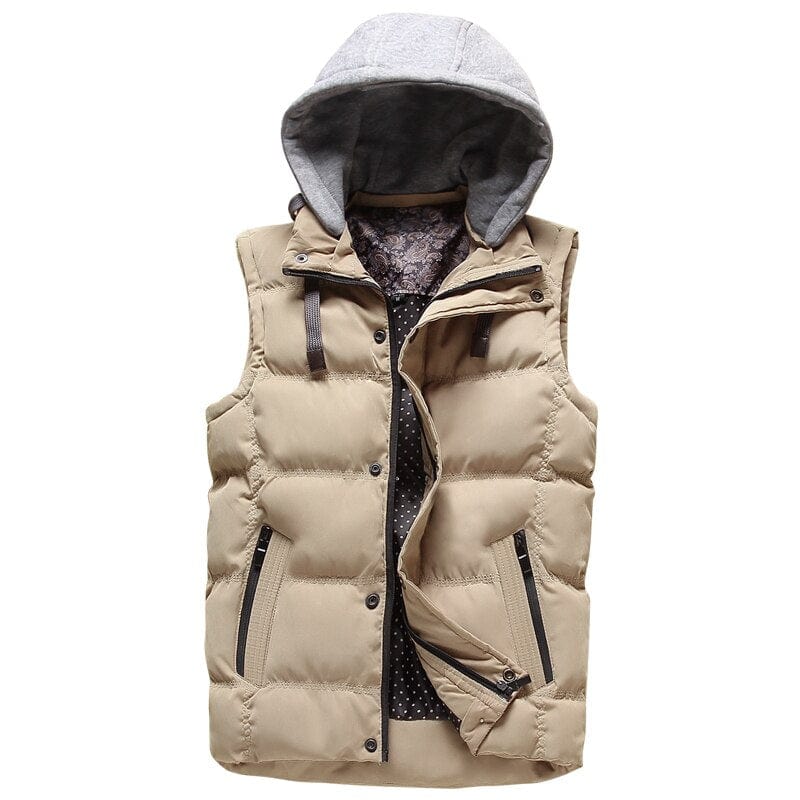 Men's Autumn Winter Drop-Shoulder Sleeveless Puffer Vest