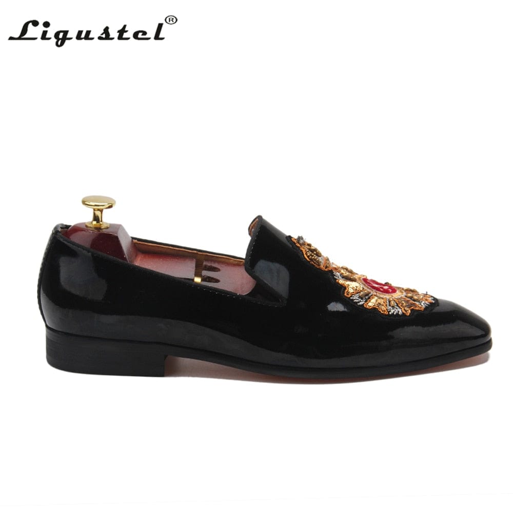 Men's Ligustel Red-Bottom Leather Loafers, Formal Dress, Size 13
