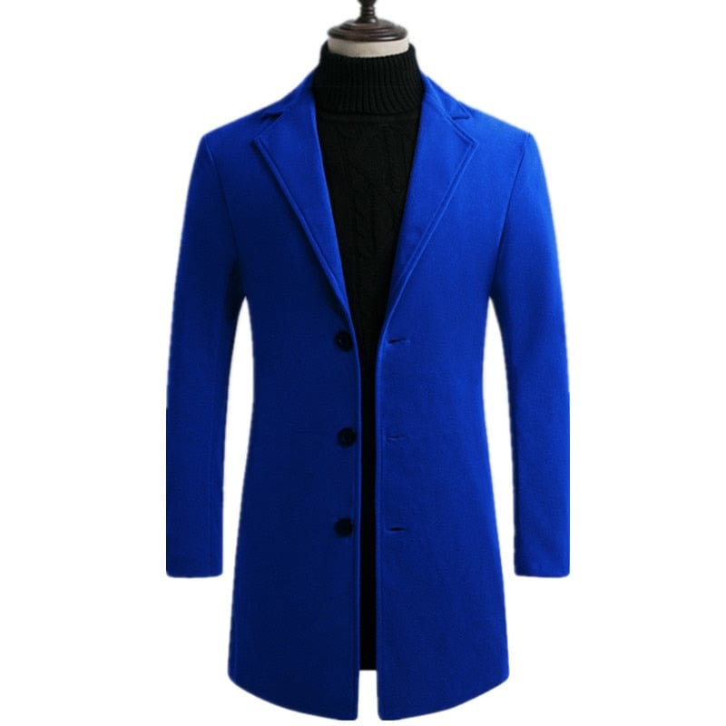 Men's Solid Color Single Breasted Trench Windbreaker