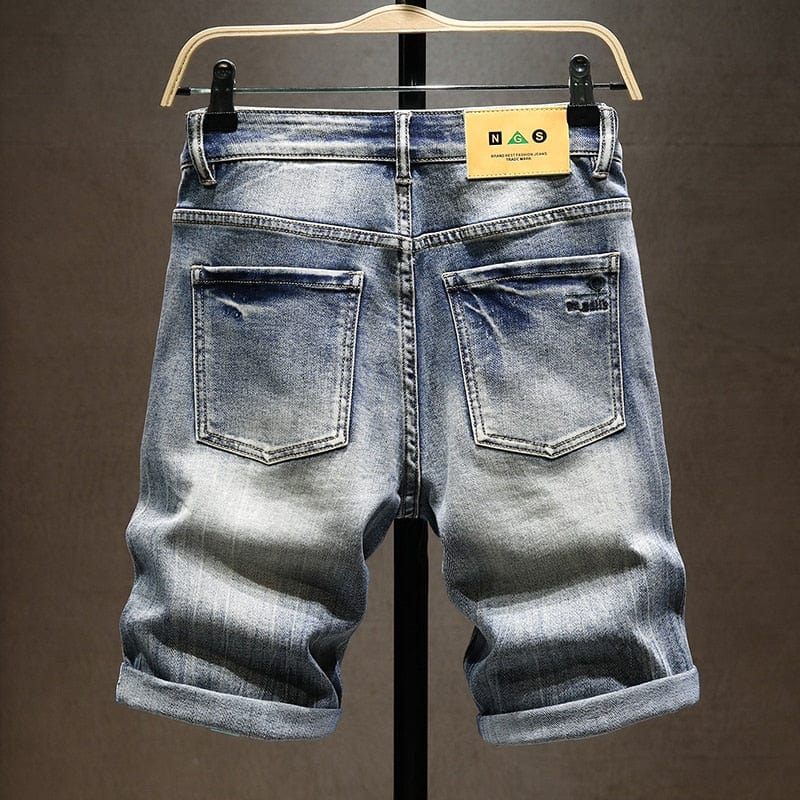 Men's Stretch Slim-Fit Elastic Denim Shorts