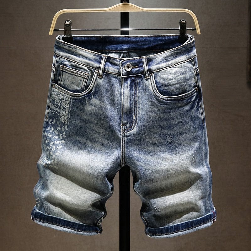 Men's Stretch Slim-Fit Elastic Denim Shorts