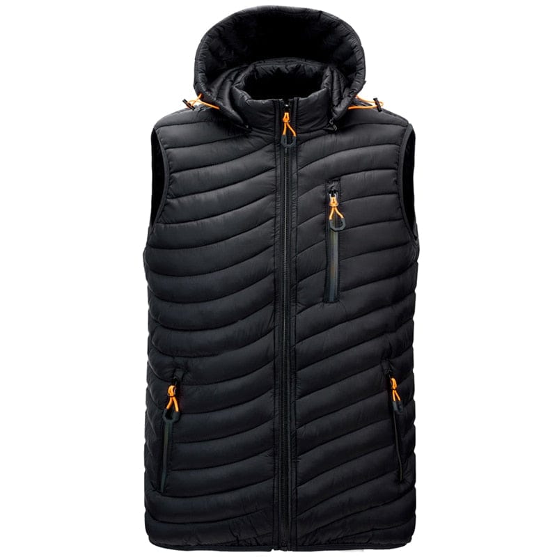 Men's Removable Hat Solid Color Winter Waistcoat Vest