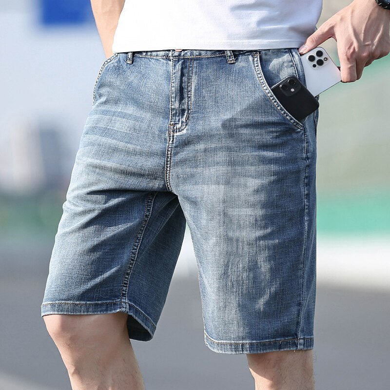 Men's Slim-Fit Stretch Cotton Vintage Denim Shorts
