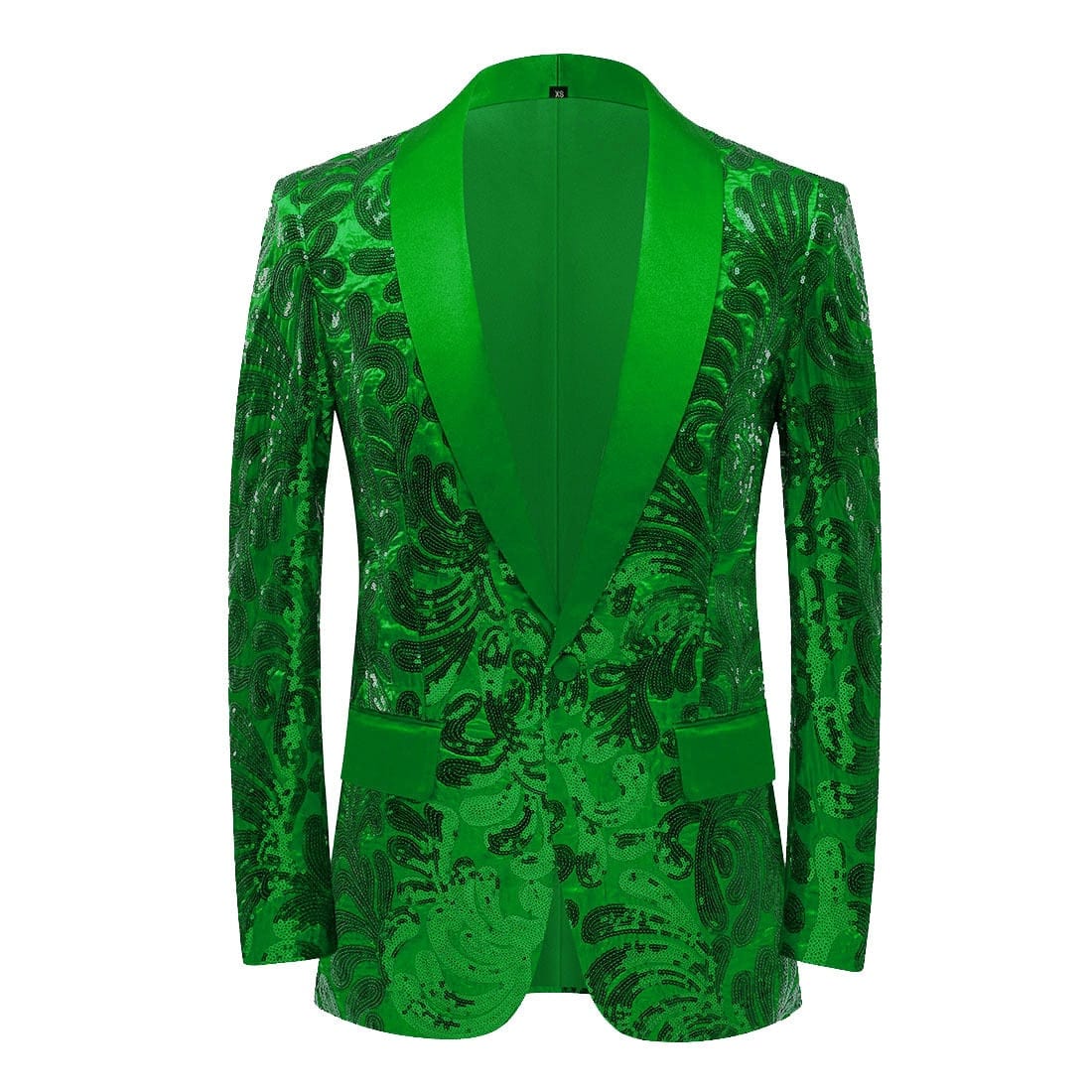 Men's Red Velvet Sequin Floral Shawl Lapel Party Blazer