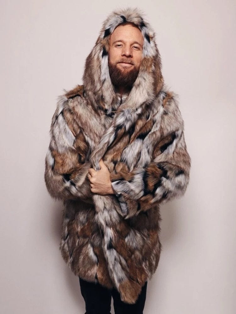 Men's Winter Thick Hooded Faux Fur Long-Sleeve Warm Jacket
