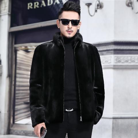 Men's Faux Mink Fur Lapel Warm Coat