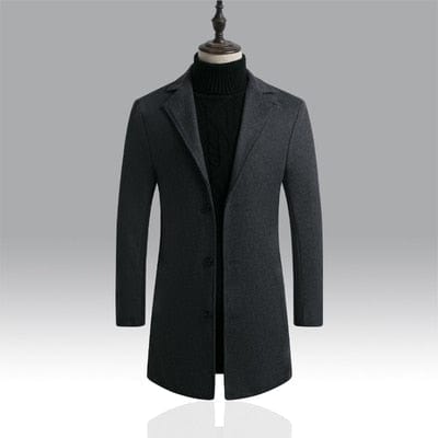 Men's Solid Color Single Breasted Trench Windbreaker