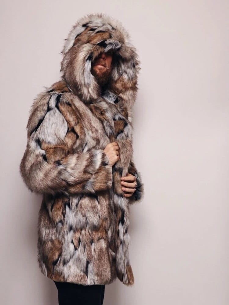 Men's Winter Thick Hooded Faux Fur Long-Sleeve Warm Jacket
