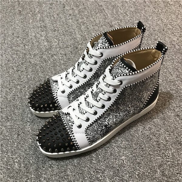 Unisex Leather Rivet High-Top Casual Sneakers