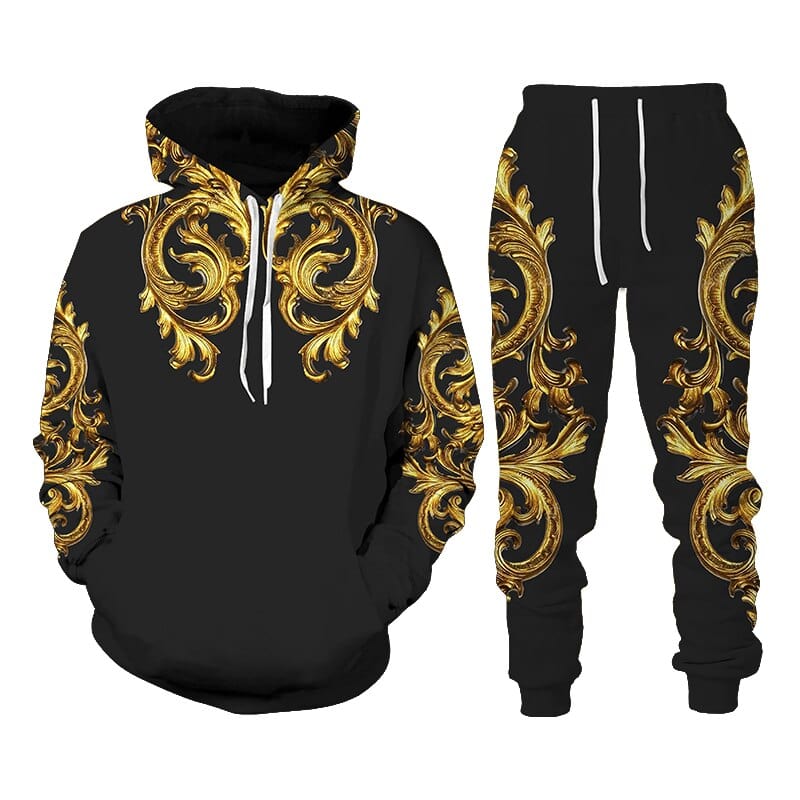 Men's 3D Lion Print Hoodie and Sweatpants Tracksuit