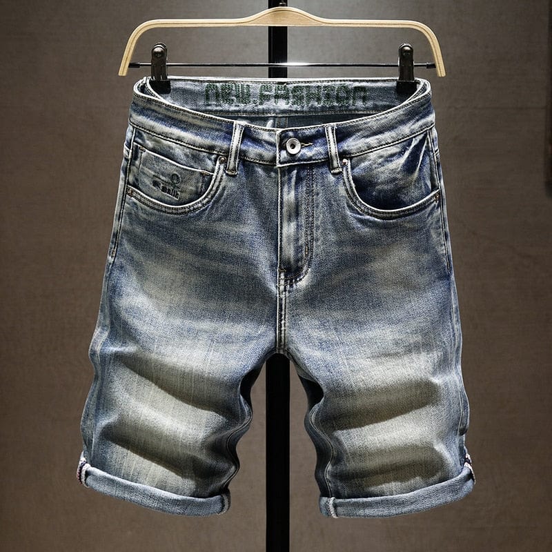 Men's Stretch Slim-Fit Elastic Denim Shorts