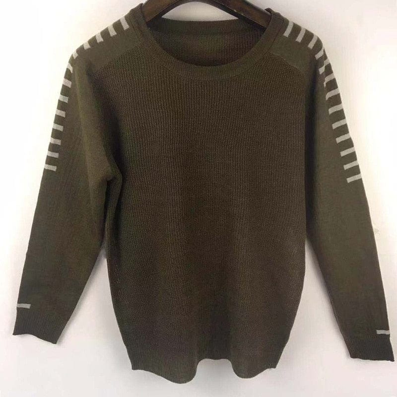 Men's O-Neck Patchwork Knit Pullover Sweater