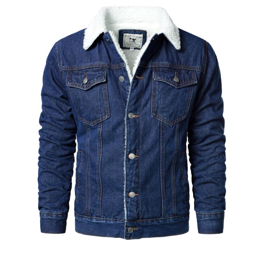 Men's Light Blue Thick Cotton Denim Jacket XS-6XL