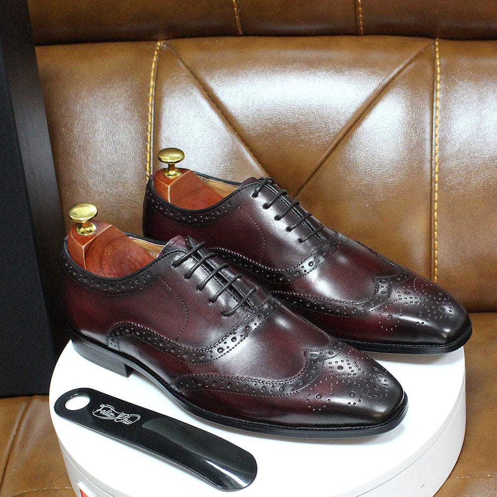 Men's calf leather oxford wine red product photo
