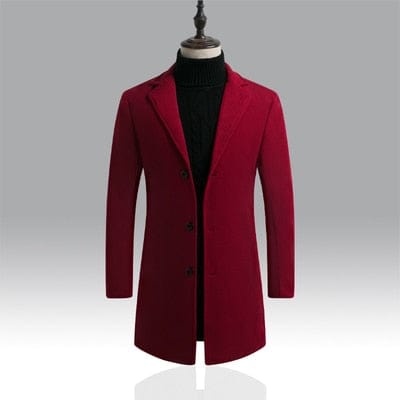 Men's Solid Color Single Breasted Trench Windbreaker