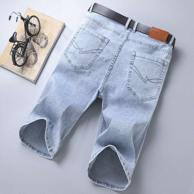 Men's Slim-Fit Stretch Cotton Vintage Denim Shorts