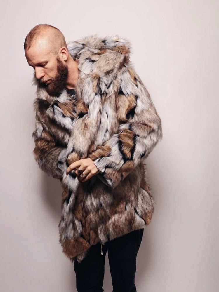 Men's Winter Thick Hooded Faux Fur Long-Sleeve Warm Jacket