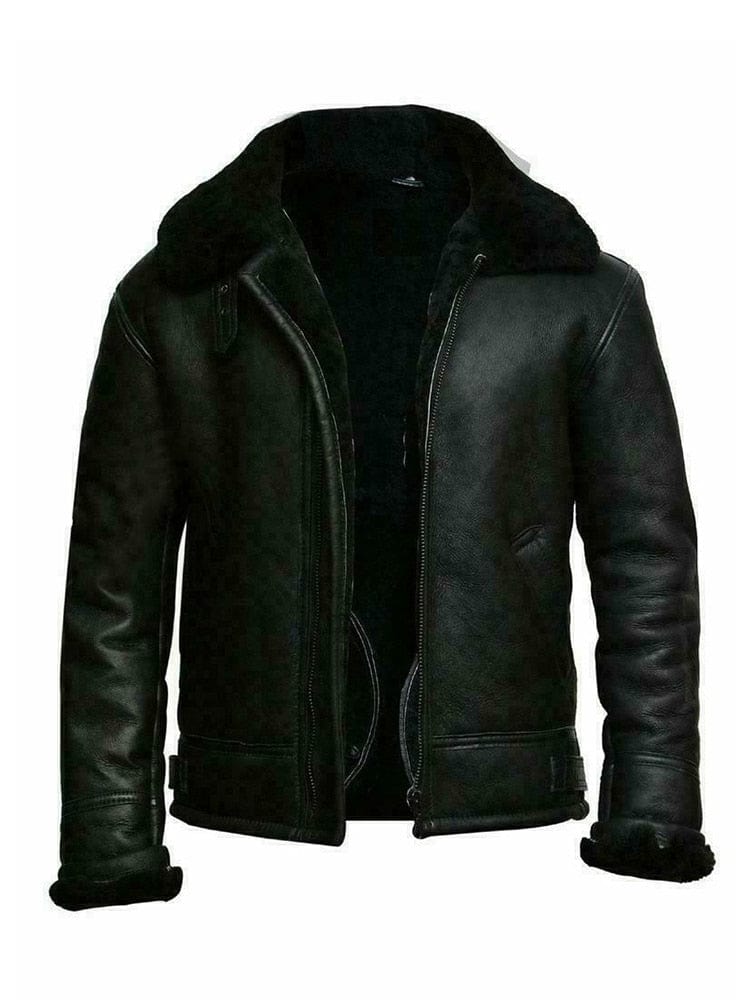 Men's Faux Fur Shearling PU Leather Winter Jacket