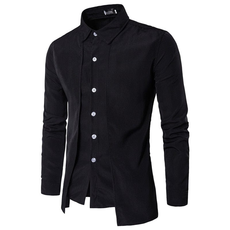 Men's Fake Two-Piece Cotton Lapel Long-Sleeve Shirt, Non-Iron Thin