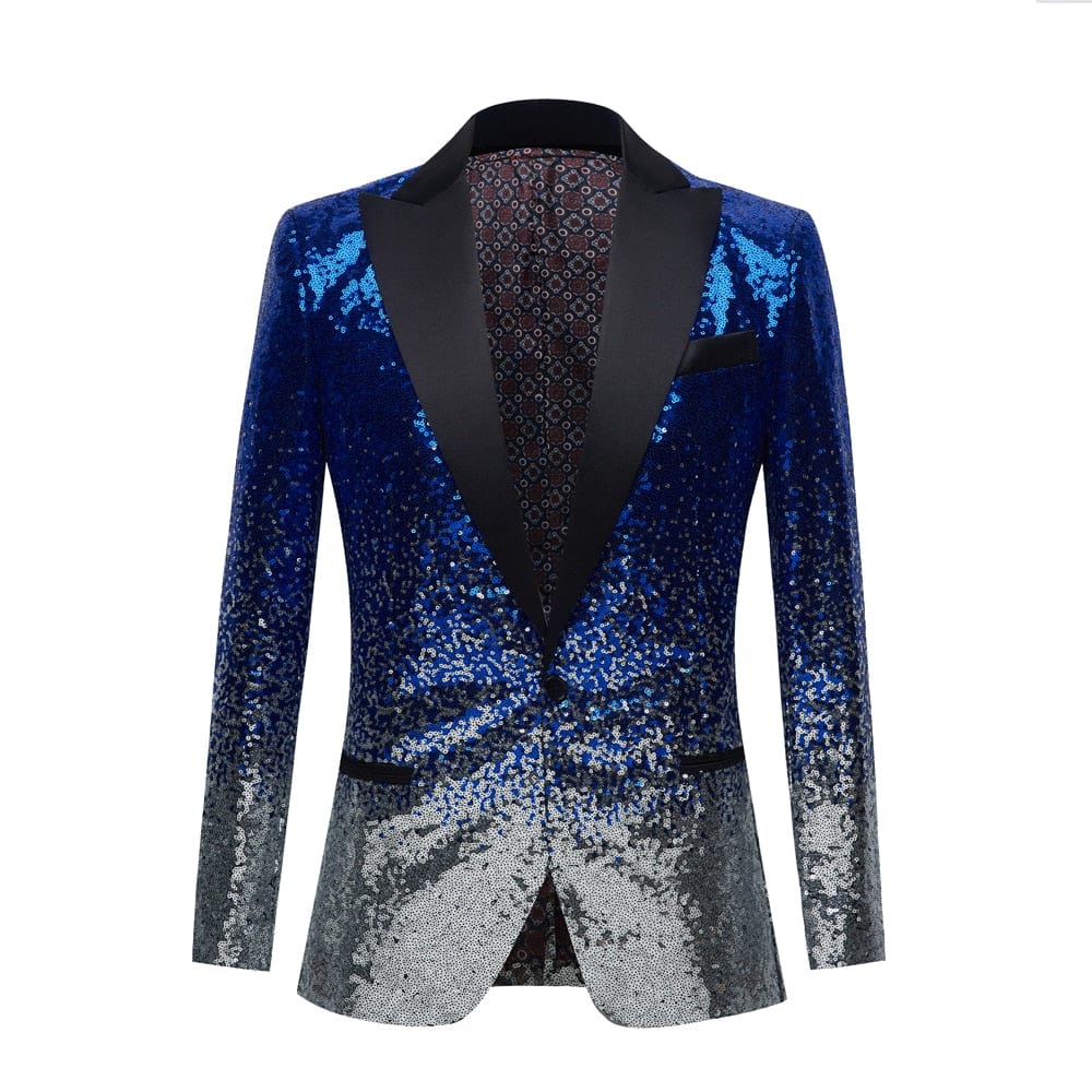 Men's Black Sequin Shawl Collar Stage Prom Blazer Jacket