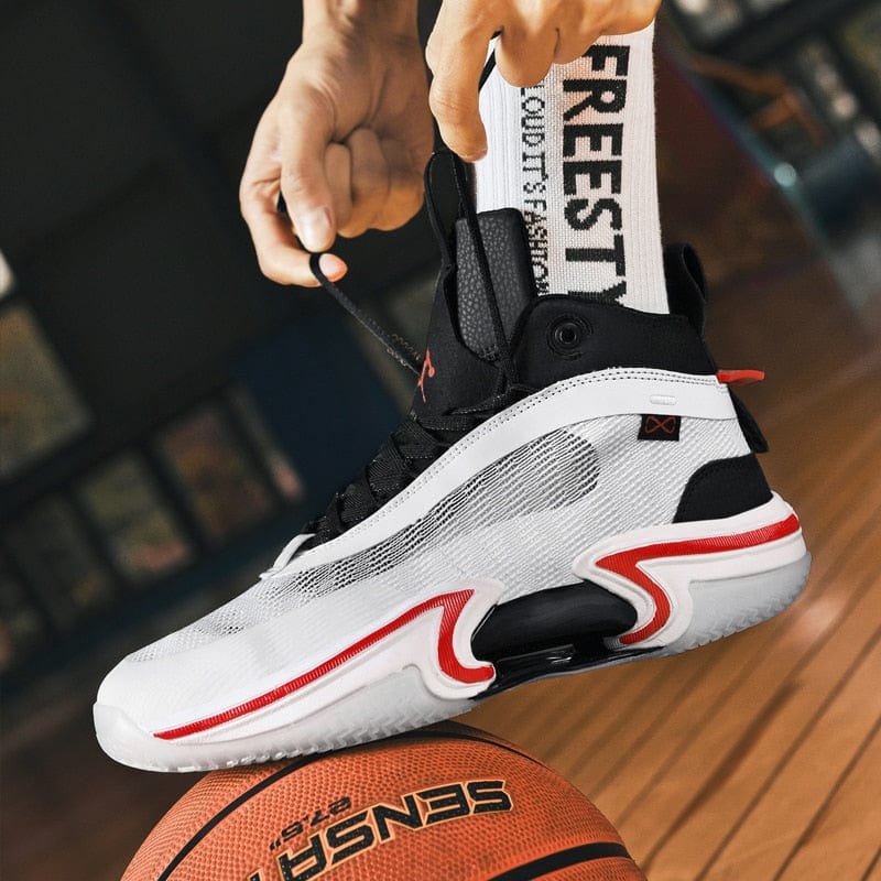 Men's High-Top Wear-Resistant Non-Slip Contrast Basketball Sneakers