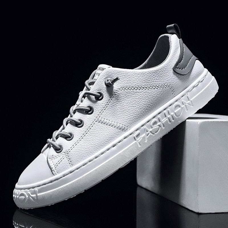 Men's Lightweight Breathable Lace-Up White Casual Sneakers Travel