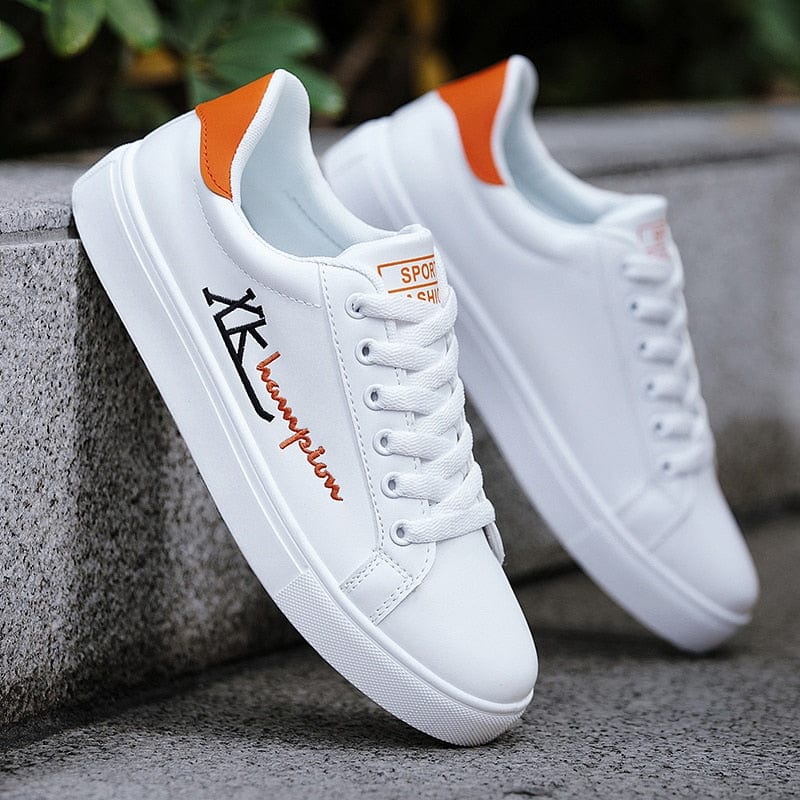 Men's Lightweight Breathable Lace-Up White Casual Sneakers Travel
