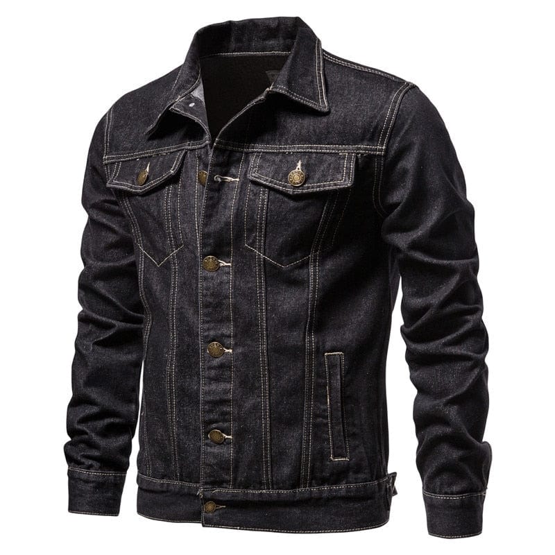 Men's Light Blue Thick Cotton Denim Jacket XS-6XL