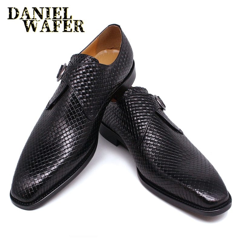 Men's Monk Strap Mix Color Genuine Leather Slip-On Dress Loafers