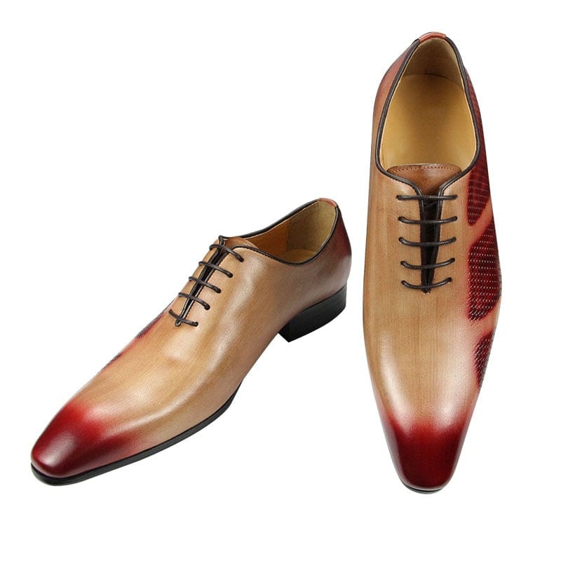 Men's Genuine Leather Lace-Up Oxford Wedding Dress Shoes